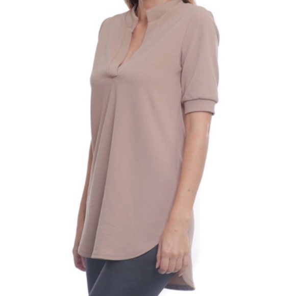 Tan blouse high light short sleeves - Picture 4 of 5